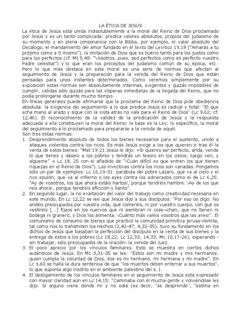 Ética de Jesús y el Reino de Dios | PDF | Diez Mandamientos | Jesús