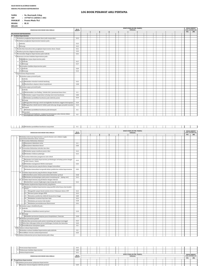 Log Book Perawat Pertama