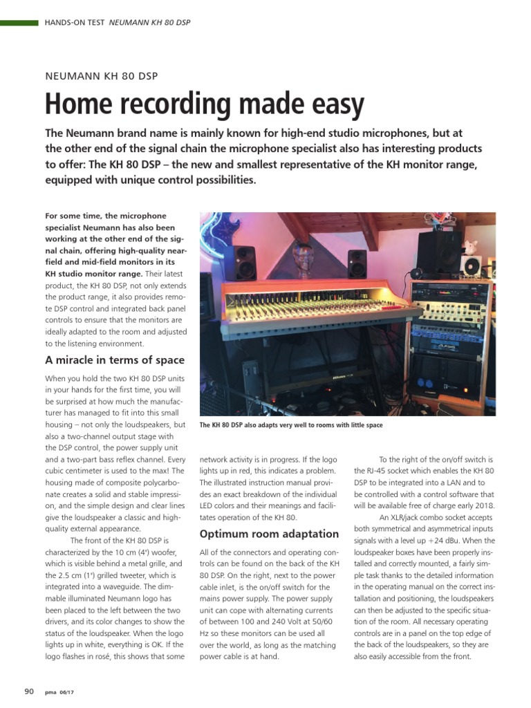 Home Recording Made Easy Neumann KH 80 DSP PDF Loudspeaker Recording