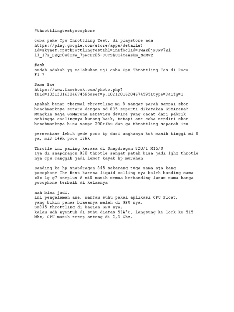 Uji Throttling CPU pada Poco F1 | PDF