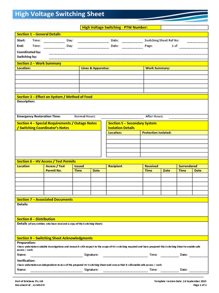 High Voltage Switching Sheet (1) Electrical Engineering