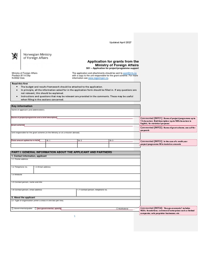 1 s01 Application For Project Programme Support | PDF | Non ...