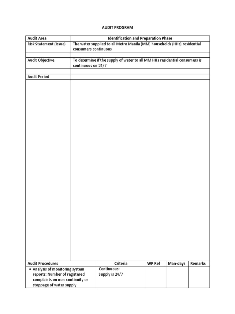 Metro Manila Water Supply Audit Program | PDF
