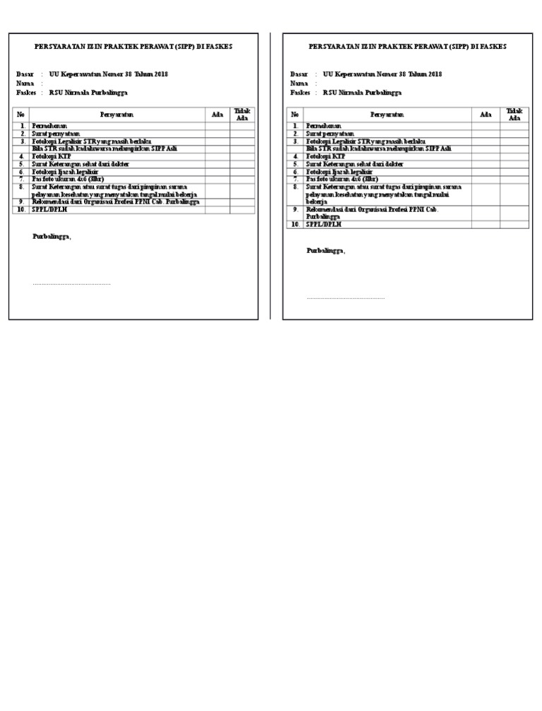 SIPP Ceklist | PDF