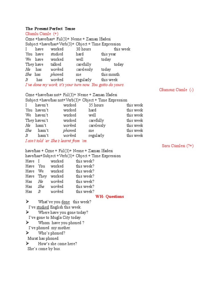 Present Perfect Tense Overview | PDF | Grammar | Language Mechanics