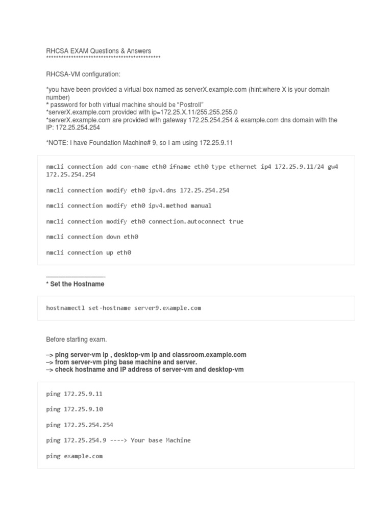 RHCSA Exam Questions & Configuration Guide | PDF | Domain Name System ...