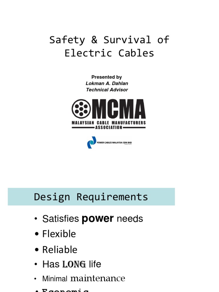 Safety & Survival of Electric Cables: Presented by | PDF | Business