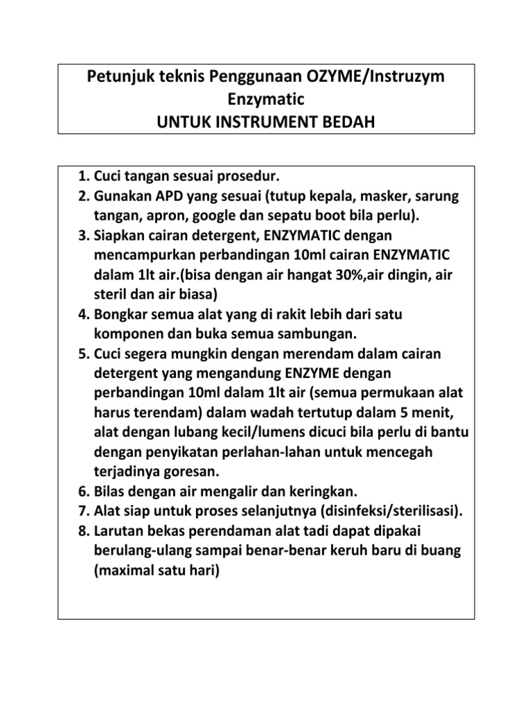 ENZYMATIC CLEANING INSTRUCTIONS FOR SURGICAL INSTRUMENTS PDF