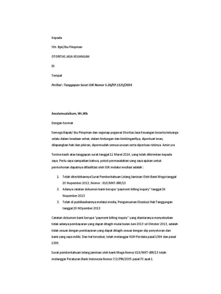 Tanggapan Balasan Surat Mega