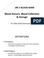 Lecture 5 Blood Bank: Blood Donors, Blood Collection & Storage