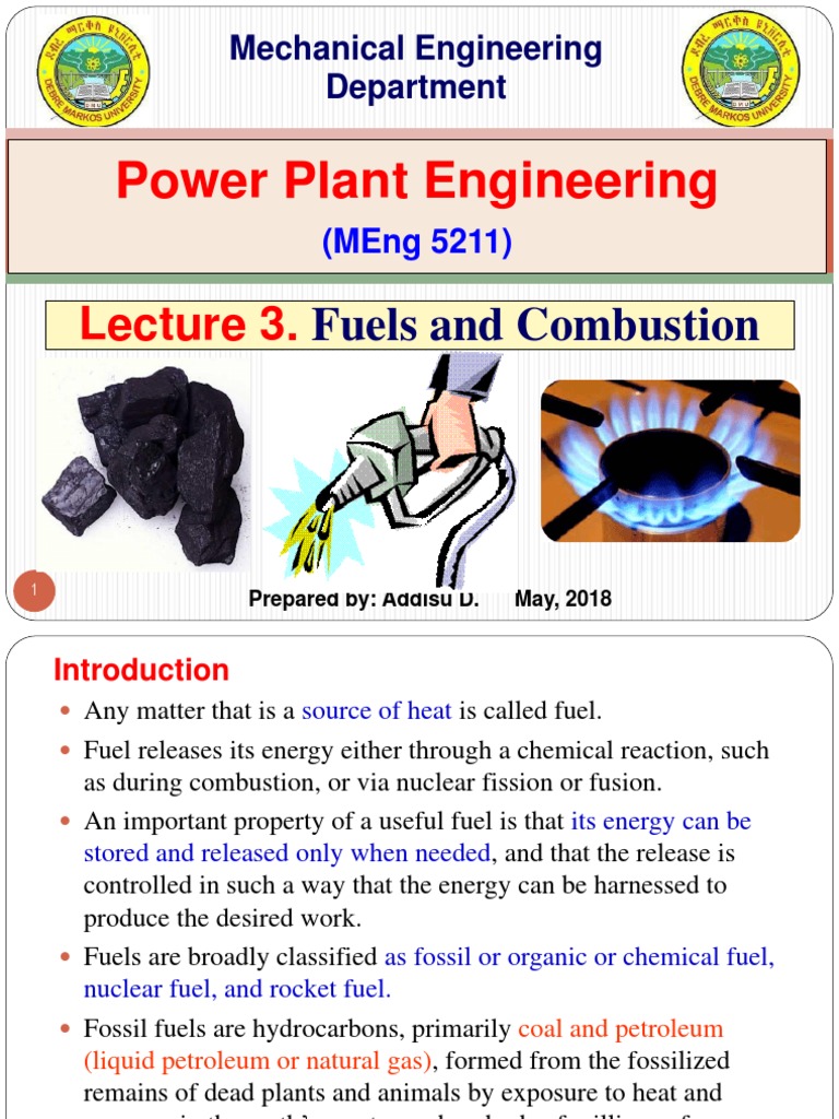 Lecture 3. Fuels and Combustion PDF Combustion Fuels