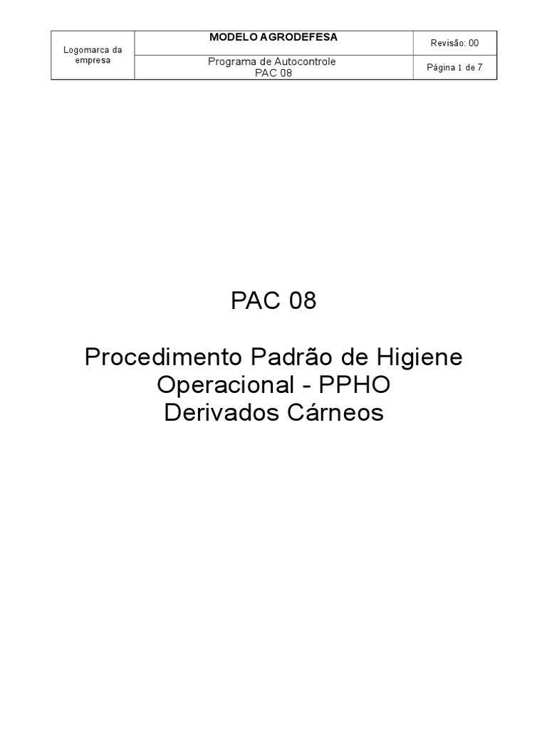 PPHO: Procedimentos de Higiene Operacional | PDF | Indústrias | Desperdício