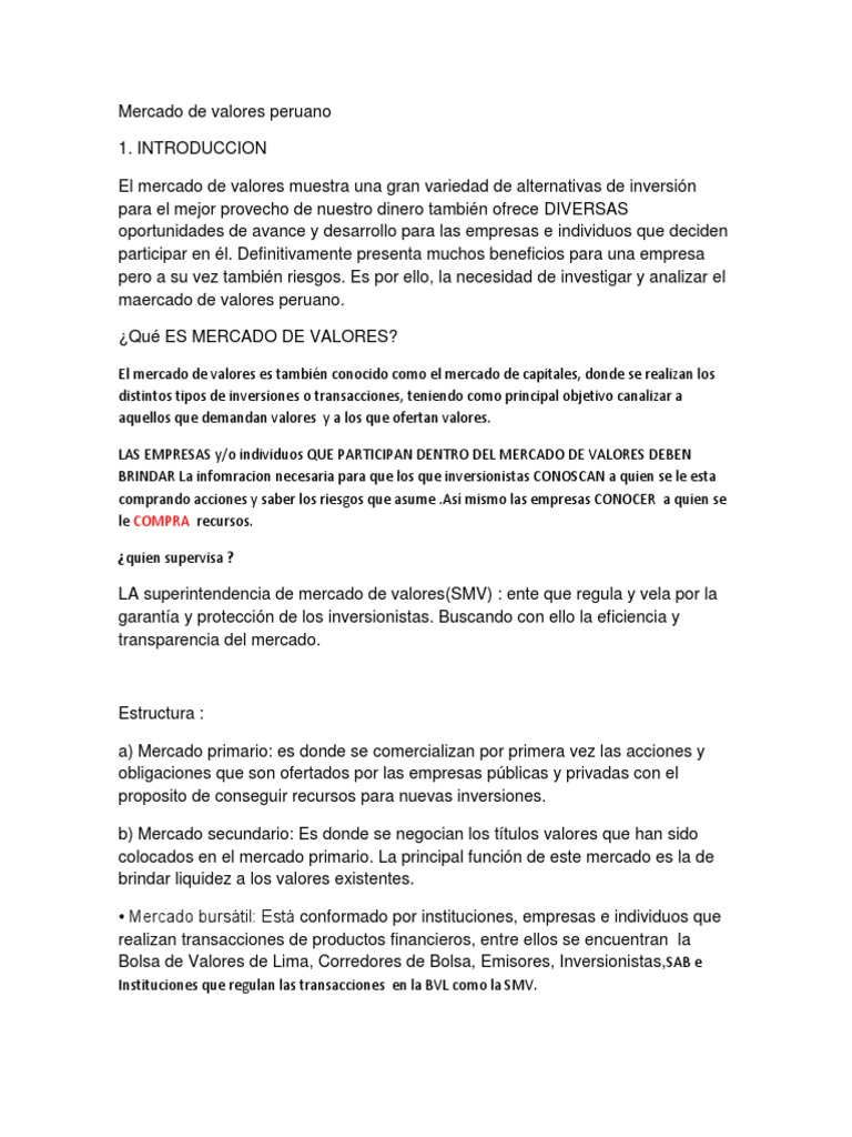 Mercado de Valores | PDF | Bolsa de Valores | Bolsa