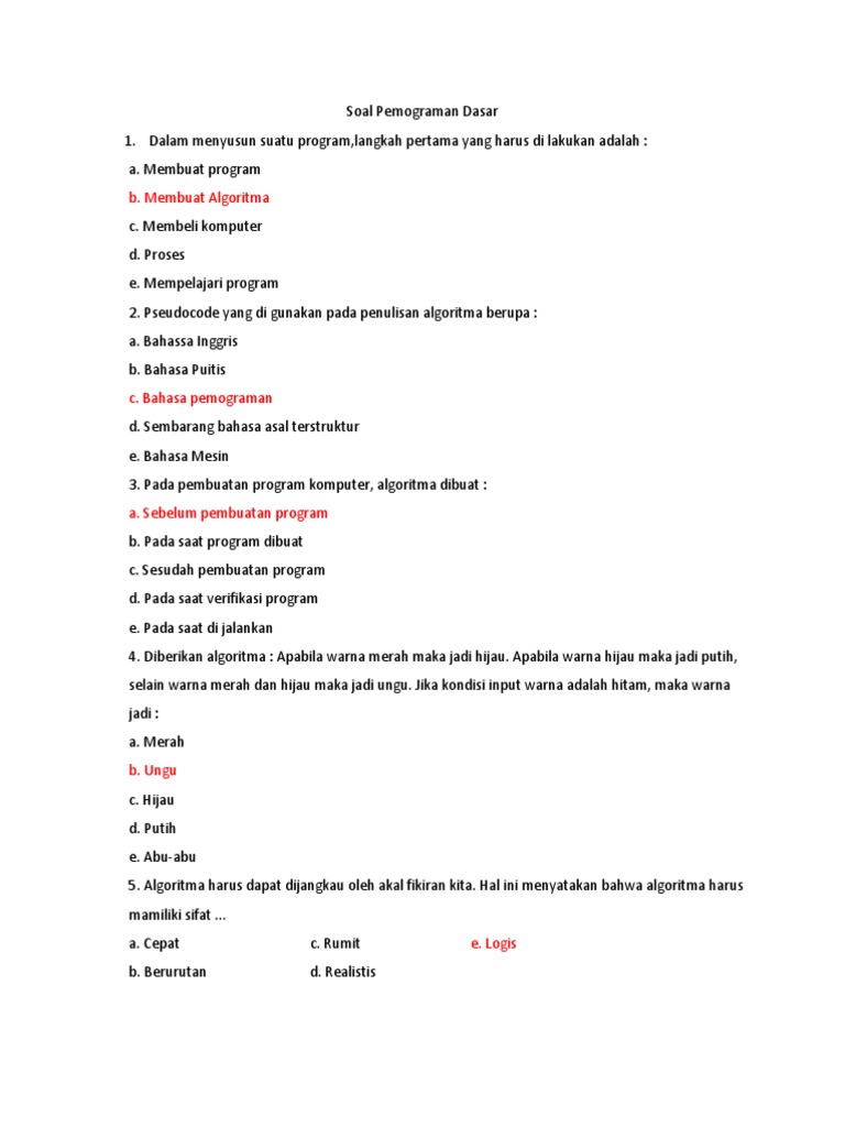 Soal Pemograman Dasar