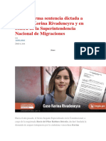 Sala Confirma Sentencia Dictada A Favor de Korina Rivadeneyra y en Contra de La Superintendencia Nacional de Migraciones