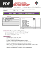 Work Sheet 2 Logic IC Implementation