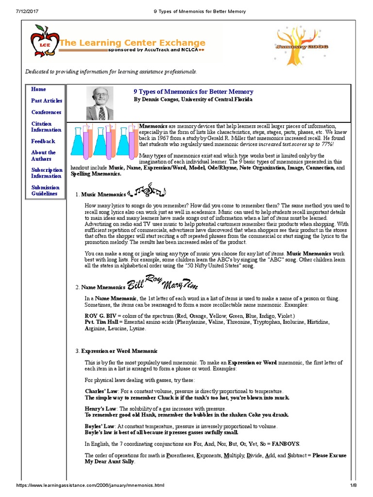 9 Types Of Mnemonics For Better Memory Mnemonic Recall Memory