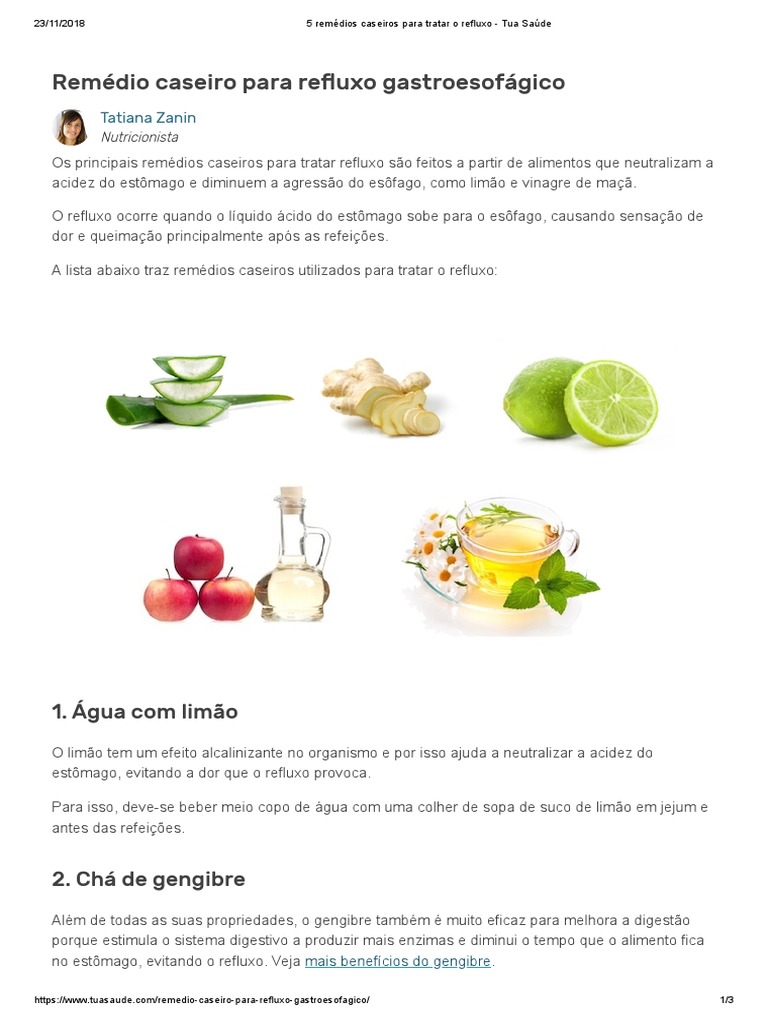 5 Remédios Caseiros Para Tratar o Refluxo - Tua Saúde | Doença do ...