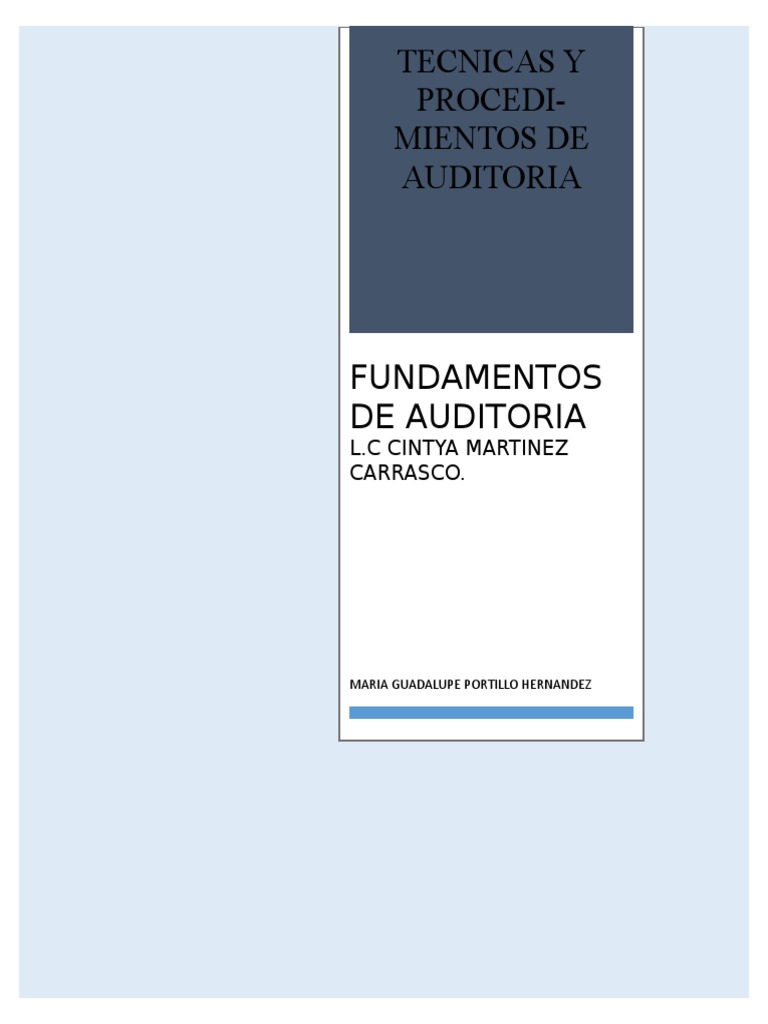 Tecnicas Y Procedimientos De Auditoria Pdf Auditoría Contralor