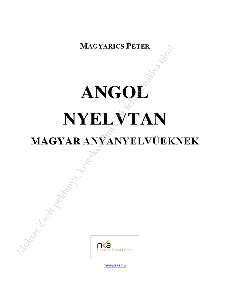 Magyaricspeter Angolnyelvtanmagyaranyanyelvueknek