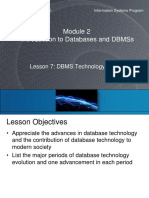 Introduction To Databases and DBMSS: Lesson 7: Dbms Technology Evolution