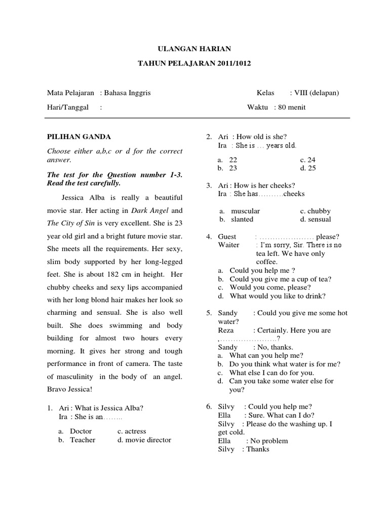 106005985SoalUlanganKelas8Semester1.docx