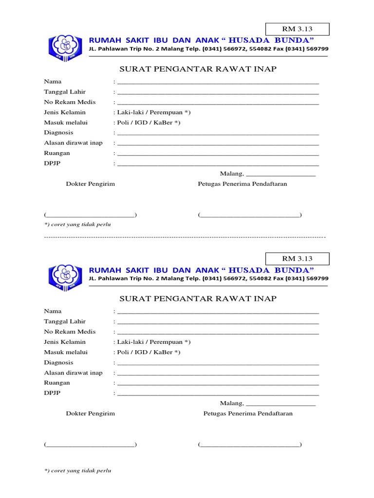 !!!Form Fix (3.13 Surat Pengantar Rawat Inap)
