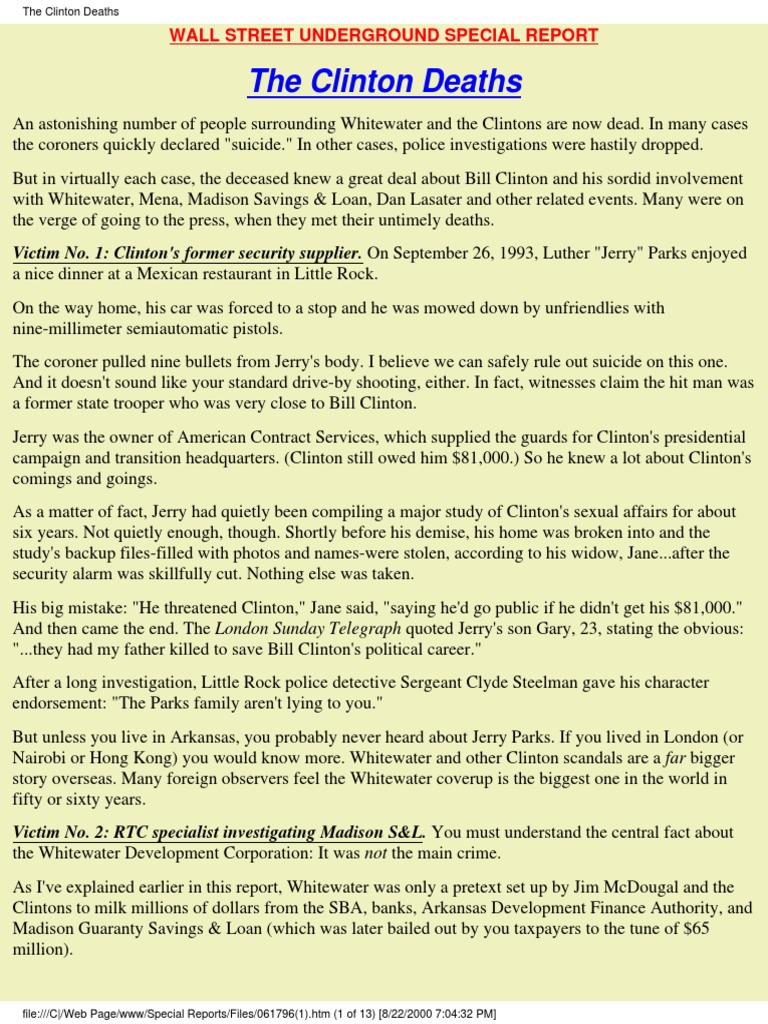 The Clinton Deaths June 17, 1996 Flight Recorder Bill Clinton