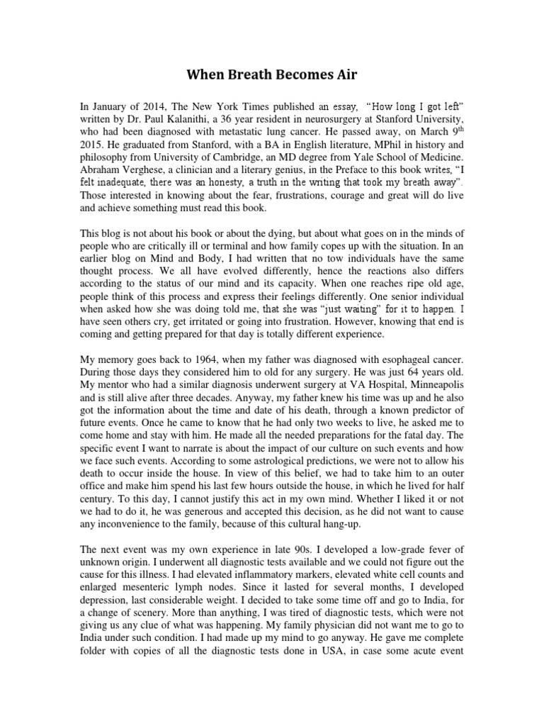 When Breath Air PDF Diseases And Disorders Medicine