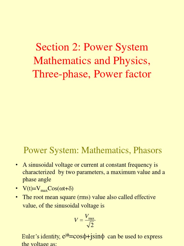 Section 2 Power System Mathematics and Physics, ThreePhase, Power