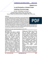 Formulation and Evaluation of Herbal Cream Containing Curcuma Longa