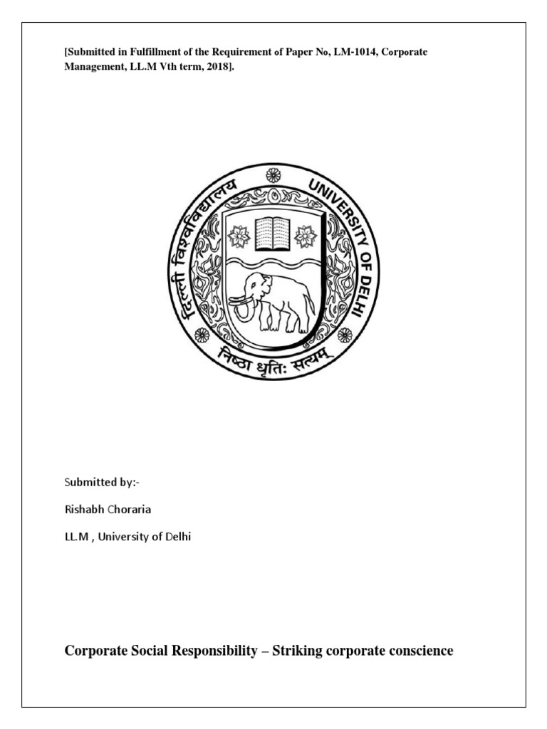 Corporate Social Responsibility in India | PDF | Corporate Social ...