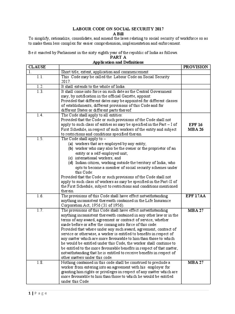 Labour Code on Social Security 2017 | PDF | Employment | Business