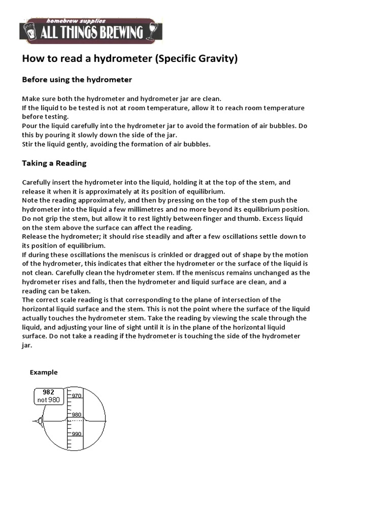 How To Read A Hydrometer PDF Beer Brewing