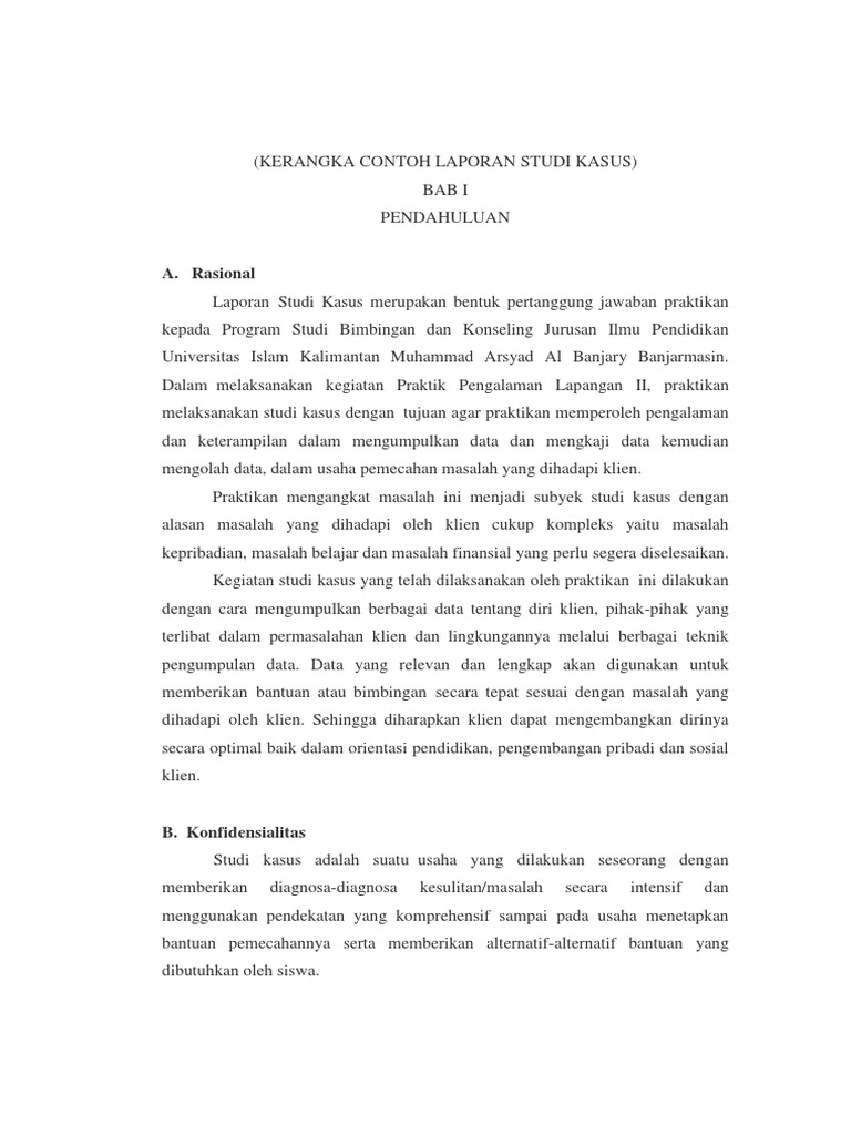 0 Kerangka Contoh Laporan Studi Kasus