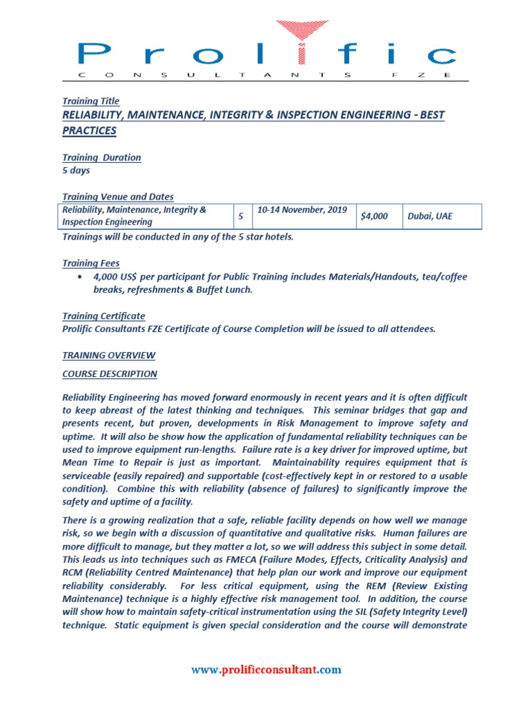 Reliability, Maintenance, Integrity & Inspection Engineering - Best ...