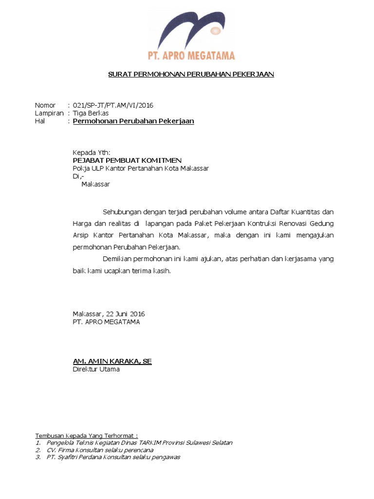 Surat Permohonan Justifikasi Teknik Pdf