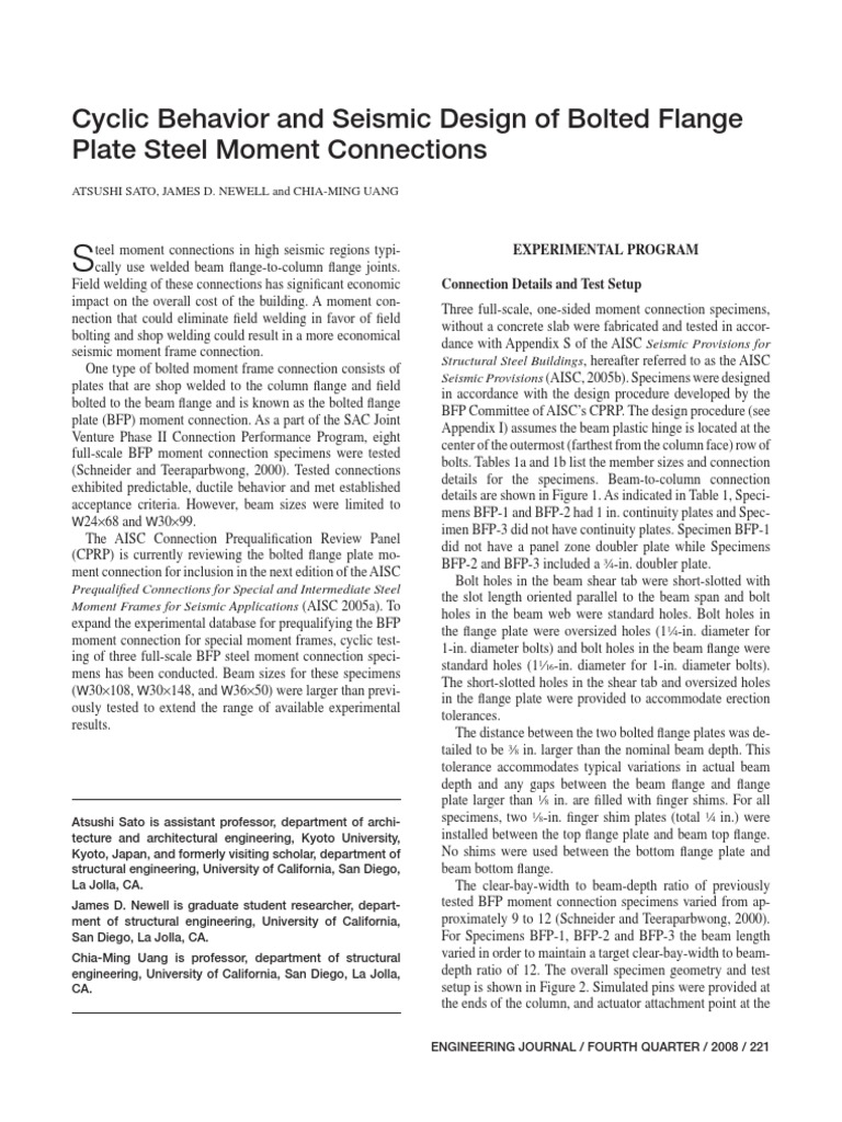 Cyclic Behavior and Seismic Design of Bolted Flange Plate Steel Moment ...