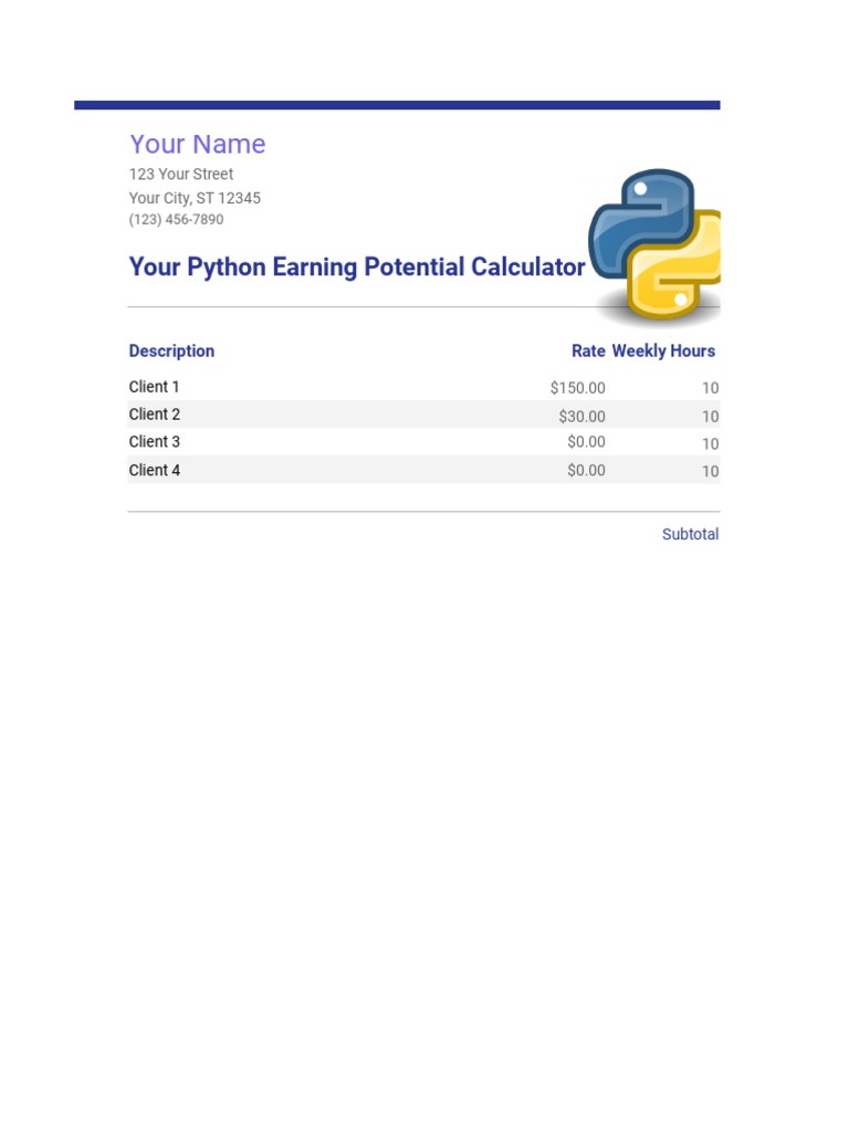 Python Earnings Calculator Tool | PDF