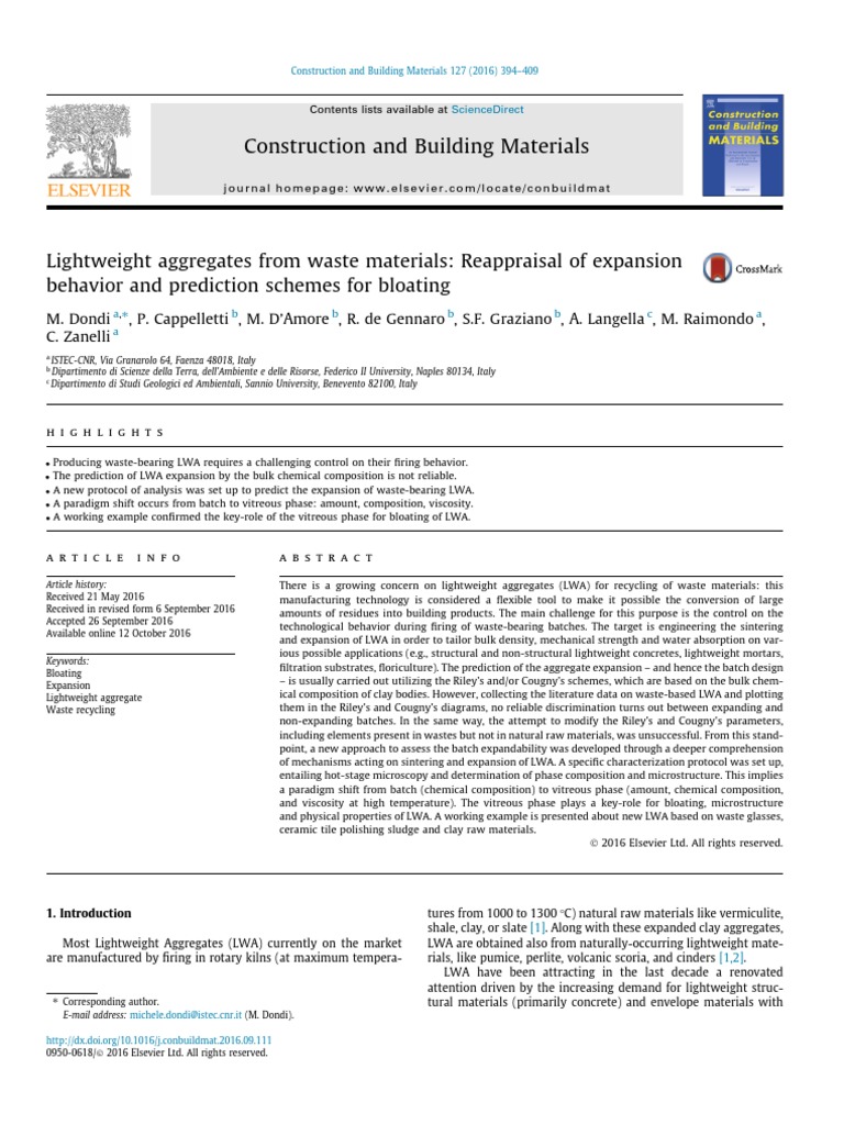 Lightweight Aggregates from Waste Materials | PDF | Porosity | Glasses