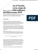 Afirman Que El Nación Deberá Hacerse Cargo de Los USD 1.000 Millones Del Fideicomiso PPP