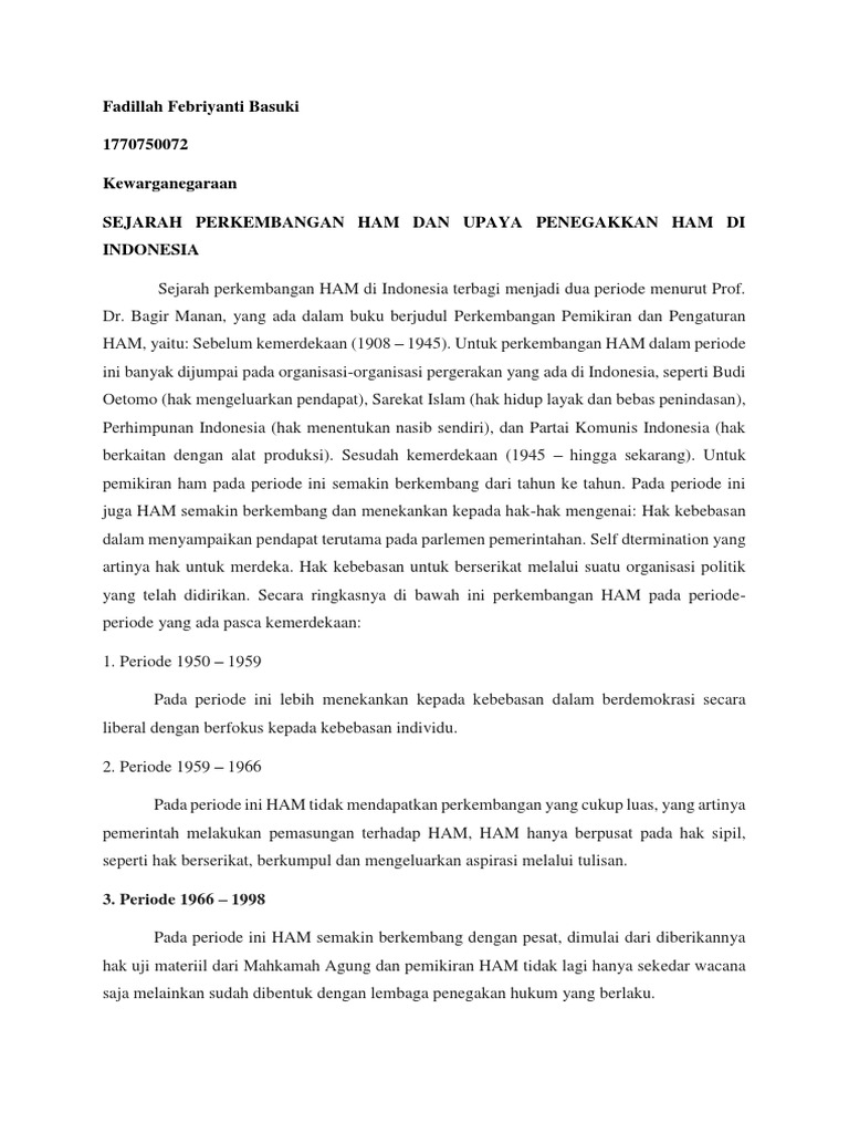 Makalah Sejarah Perkembangan Ham Di Indonesia - Seputar Sejarah