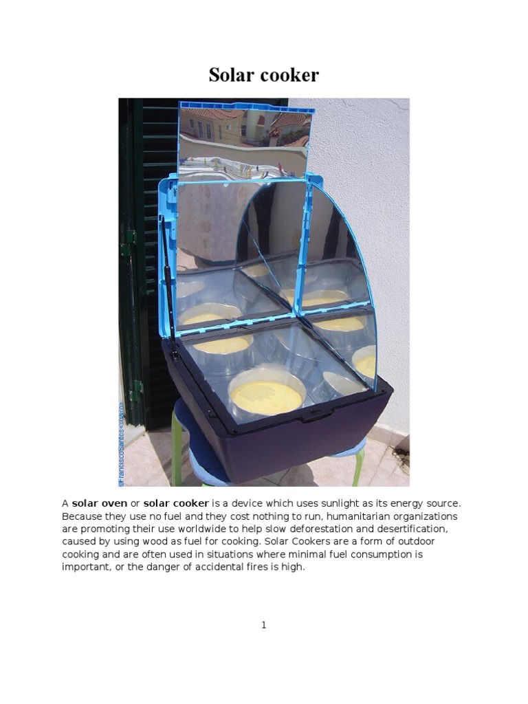Overview of Solar Cookers and Their Uses | PDF | Cooking | Nature