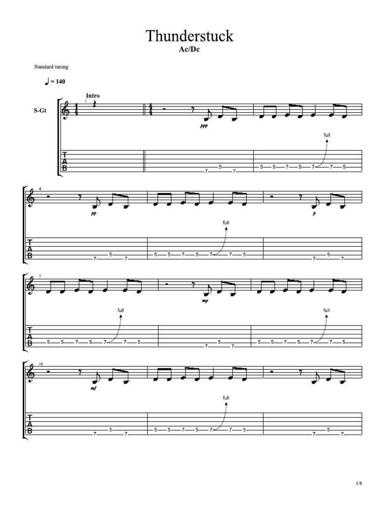 Acdc - Thunderstruck (Guitar Pro) PDF | PDF