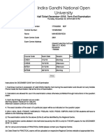 Indira Gandhi National Open University: Hall Ticket December-2018, Term End Examination