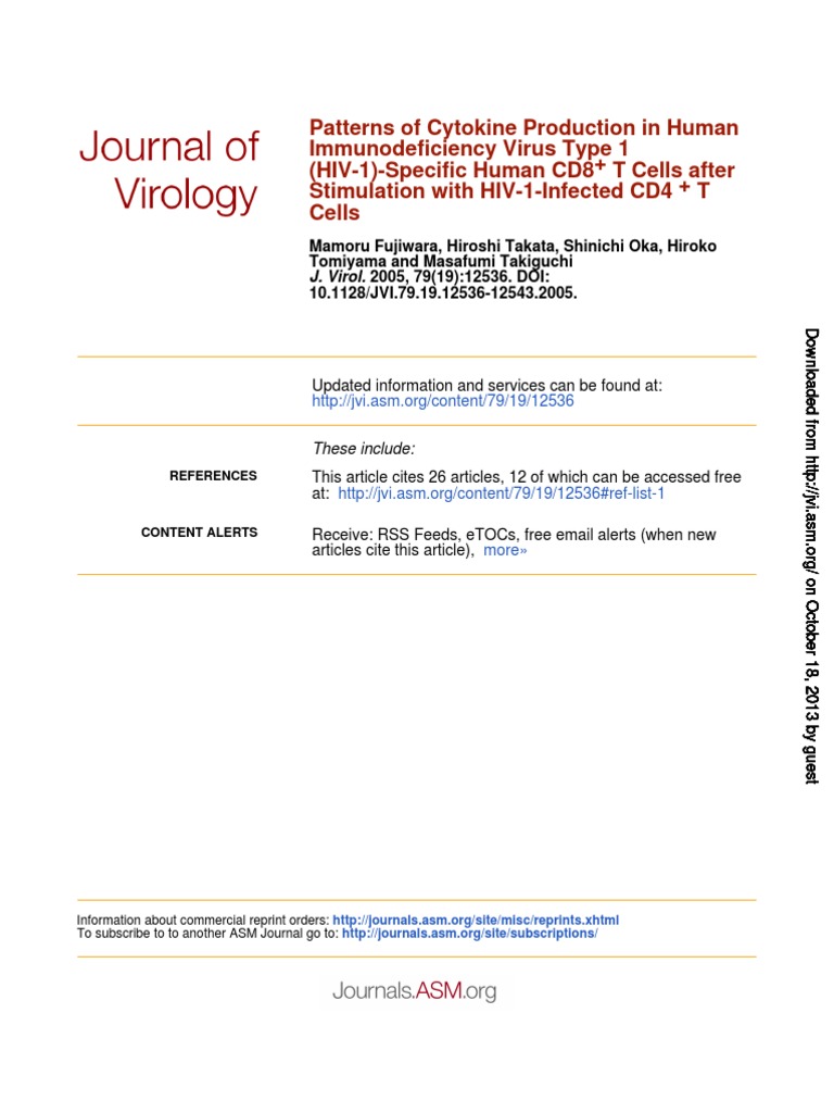 Immunodeficiency Virus Type 1 Patterns of Cytokine Production in Human ...