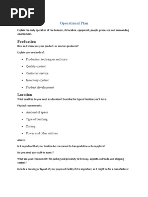 Operational Plan