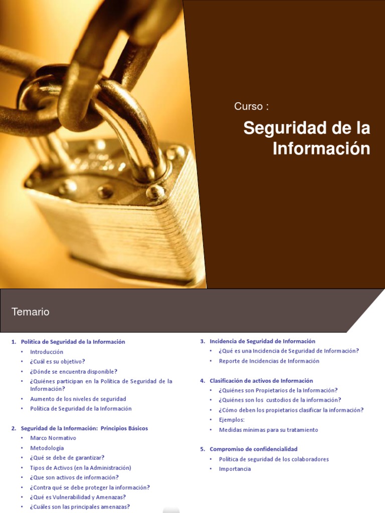 Curso de Seguridad de la Información | PDF | Seguridad de información ...