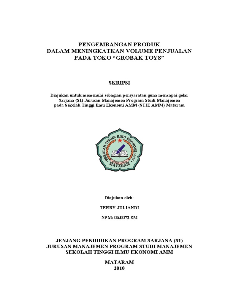 Contoh Proposal Skripsi Manajemen Pemasaran Lengkap - Kumpulan Berbagai Skripsi