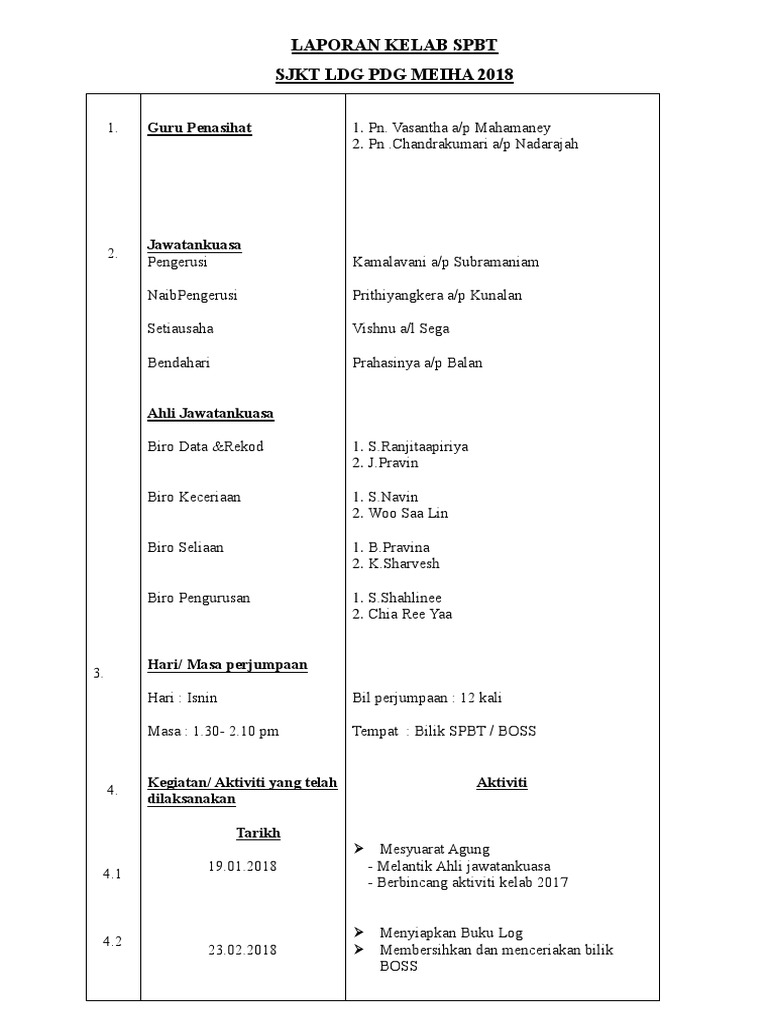 Laporan Kelab Spbt 2018